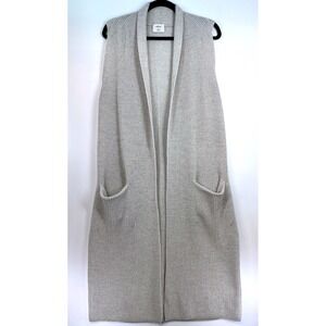 Aritzia Wilfred Long Knit Sweater Vest M Oatmeal Pockets Minimalist Coastal Cozy